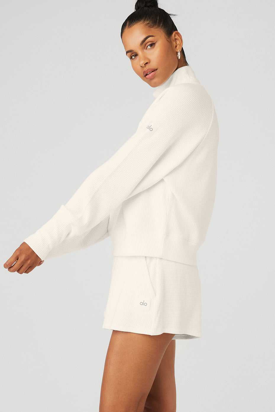 Alo Yoga USA Thermal Weekend Escape Mock Neck Long Sleeve Ivory | 7514293-MI