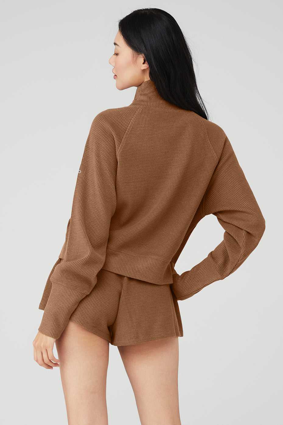 Alo Yoga USA Thermal Weekend Escape Mock Neck Long Sleeve Cinnamon Brown | 1543769-HG