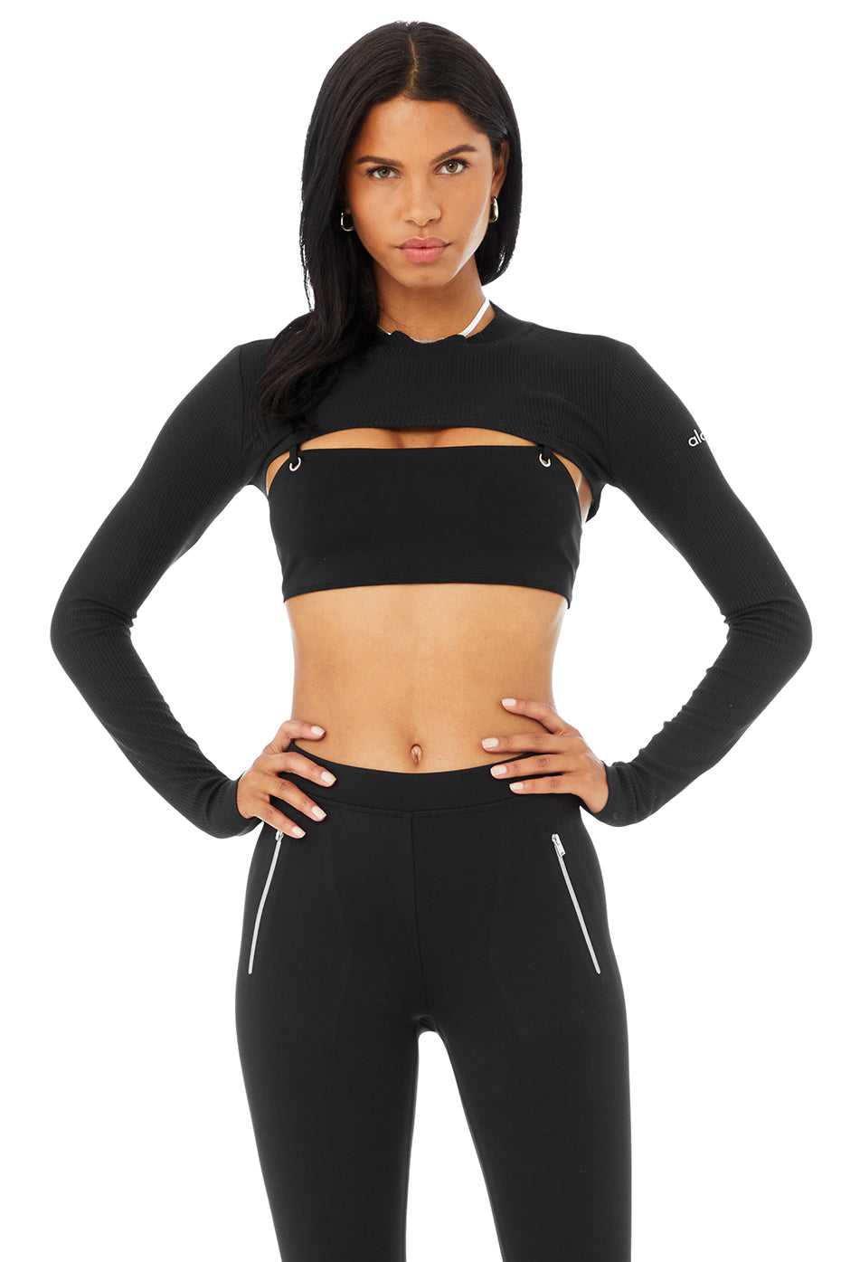 Alo Yoga USA Thrill Seeker Shrug Black | 9681753-GM