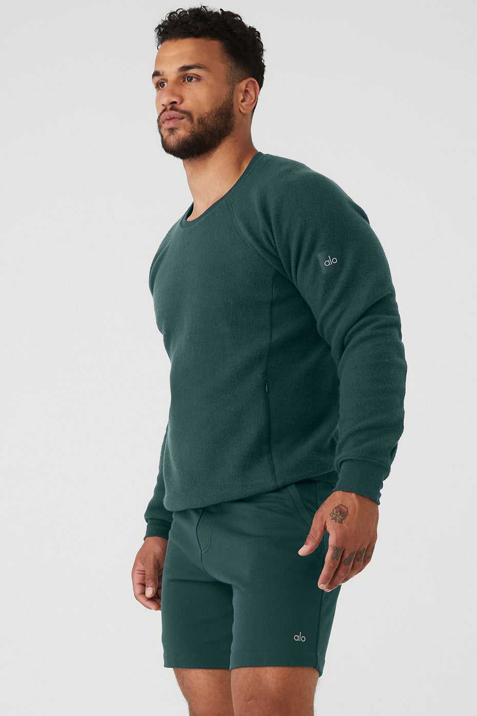 Alo Yoga USA Triumph Crew Neck Midnight Green | 9478126-RH