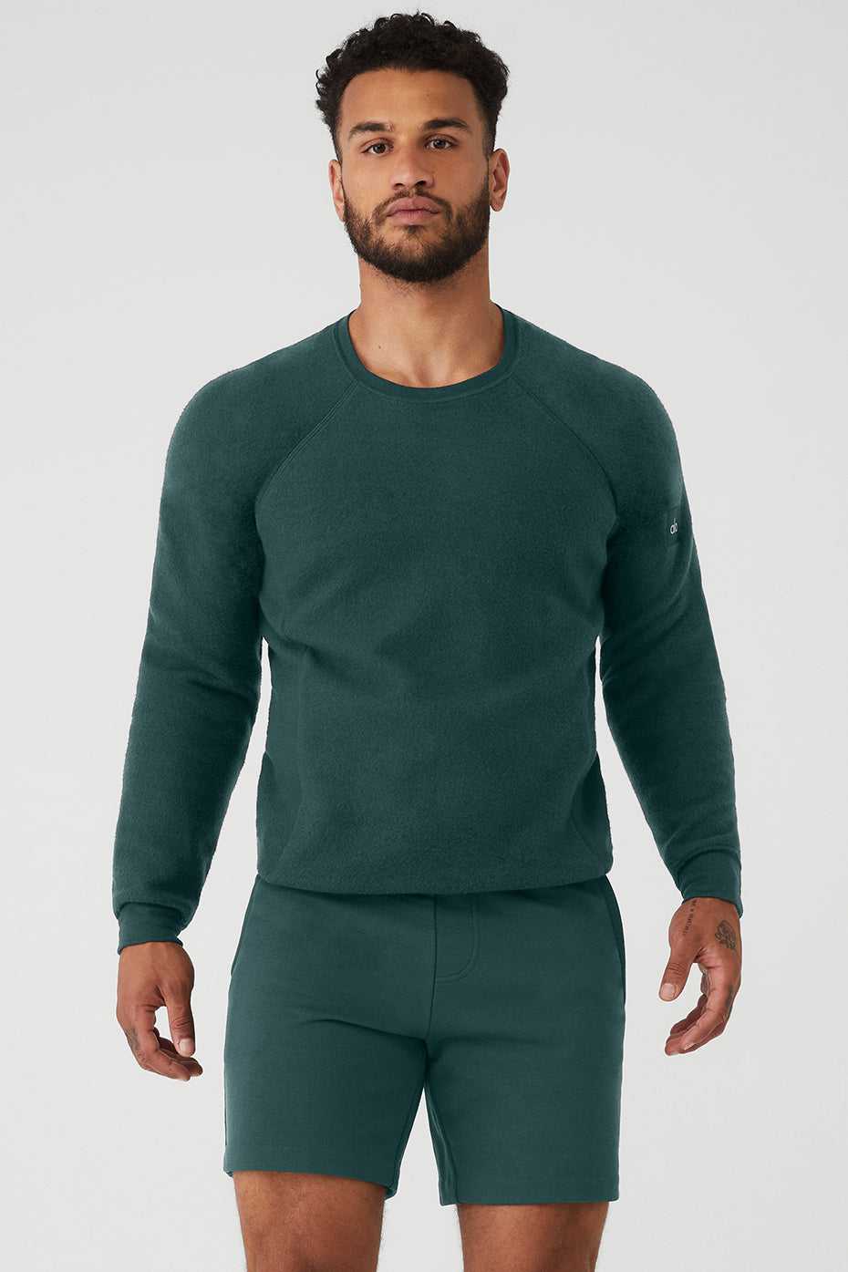 Alo Yoga USA Triumph Crew Neck Midnight Green | 9478126-RH