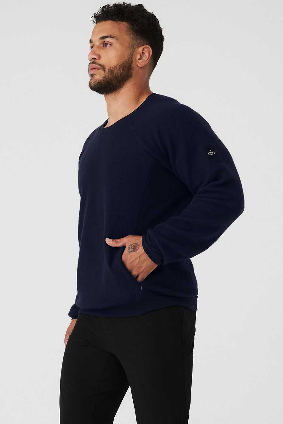 Alo Yoga USA Triumph Crew Neck Navy | 4639780-BT