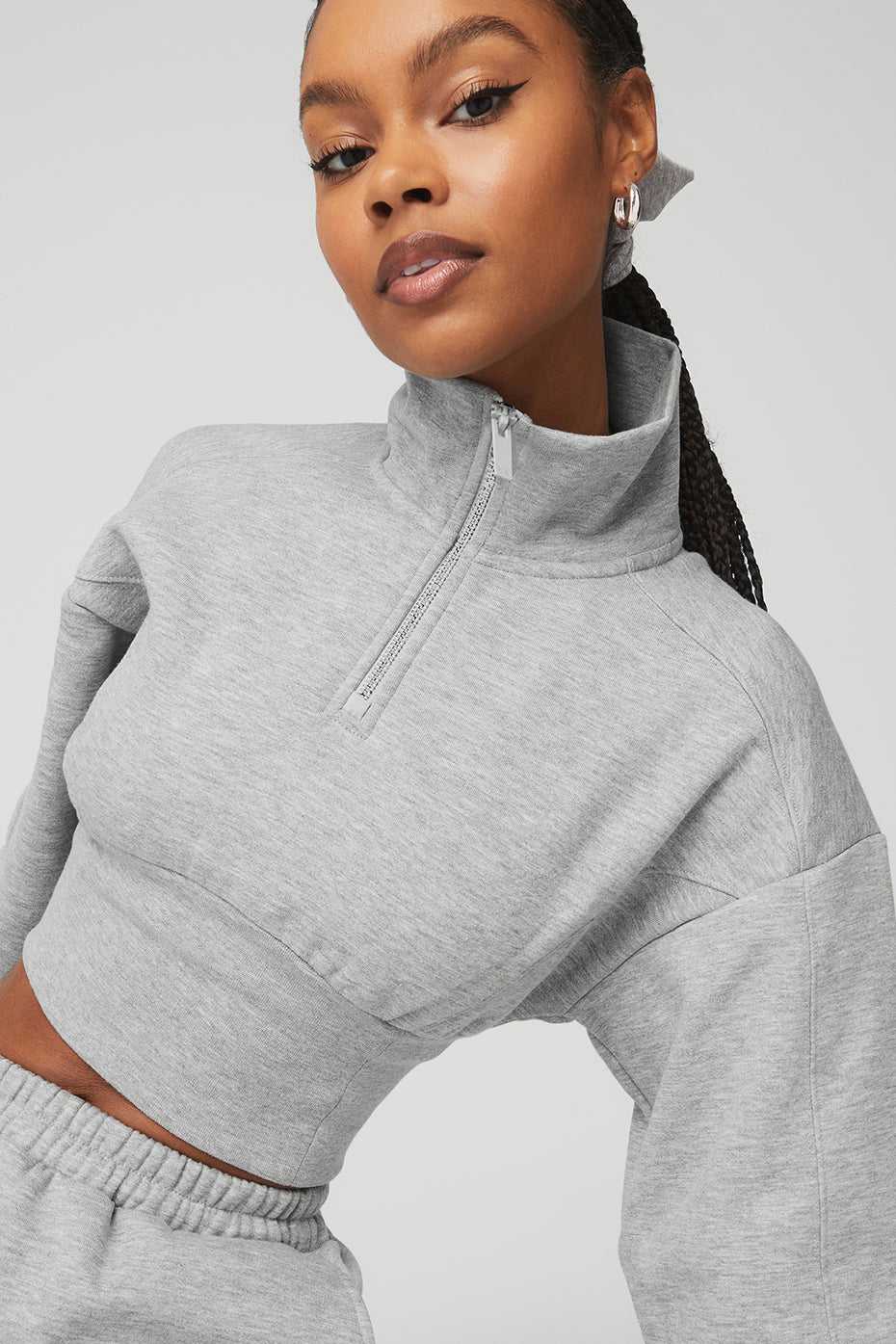 Alo Yoga USA Vixen Fleece 1/4 Zip Athletic Grey | 9380715-QU