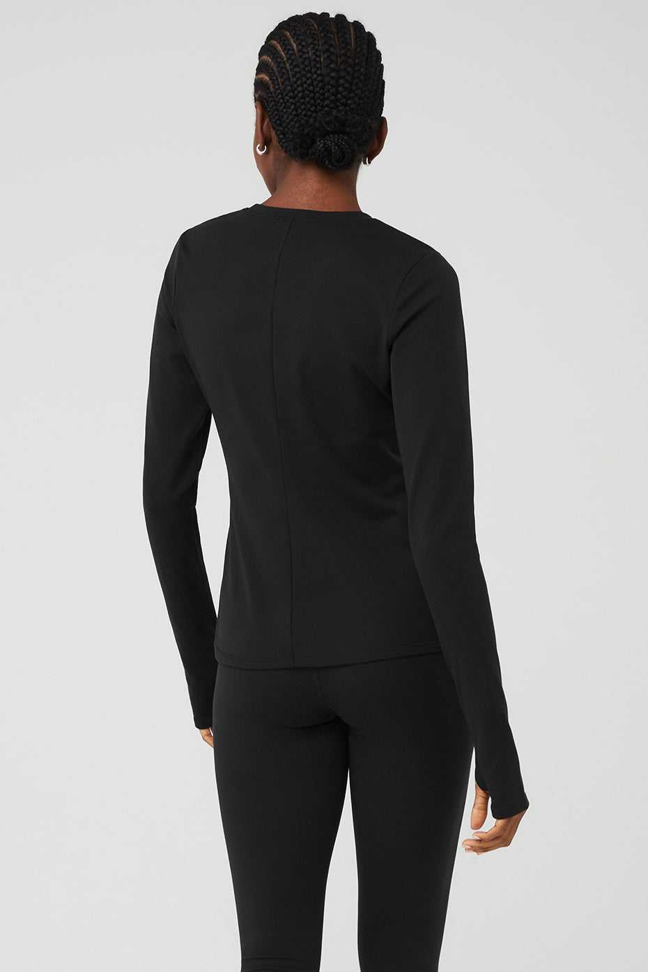 Alo Yoga USA Warm Airbrush Nocturne Long Sleeve Black | 2301796-RL